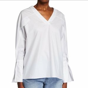 NWT Caara Florentina Poplin V-Neck Blouse